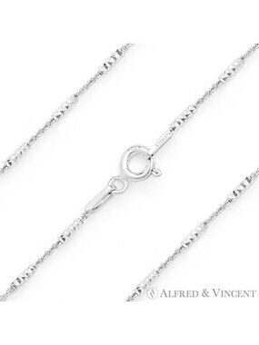 D-Cut Bar & 1.1mm Cable Chain Necklace in 925 Sterling Silver w/ Rhodium - 30"